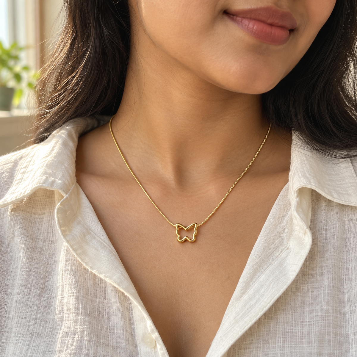 Butterfly Line Necklace — Lifestyle view
