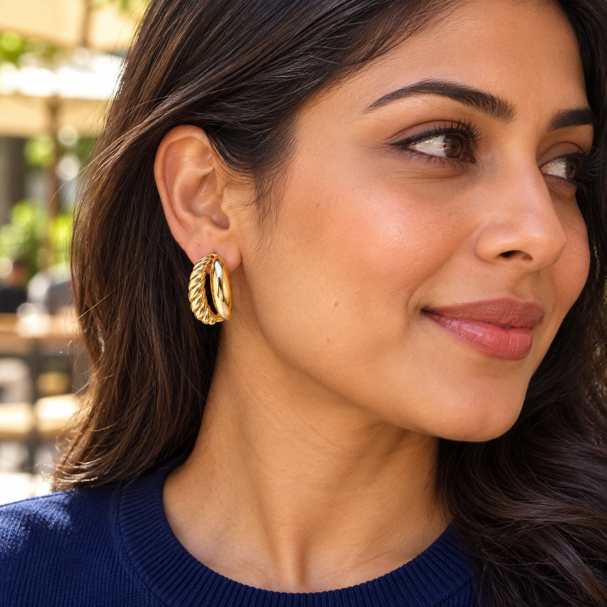 Double Twist Hoops — Lifestyle view