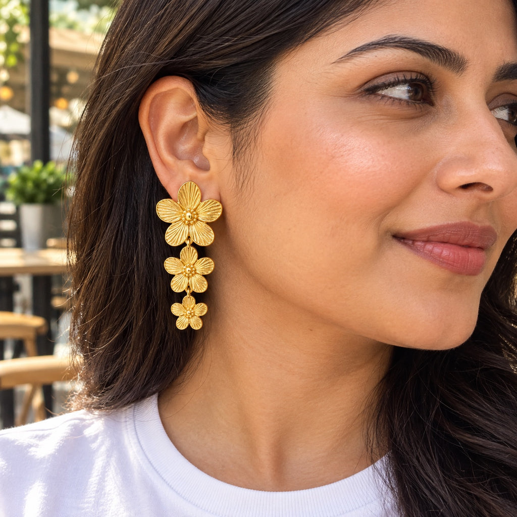 Flower Cascade Earrings — Lifestyle view