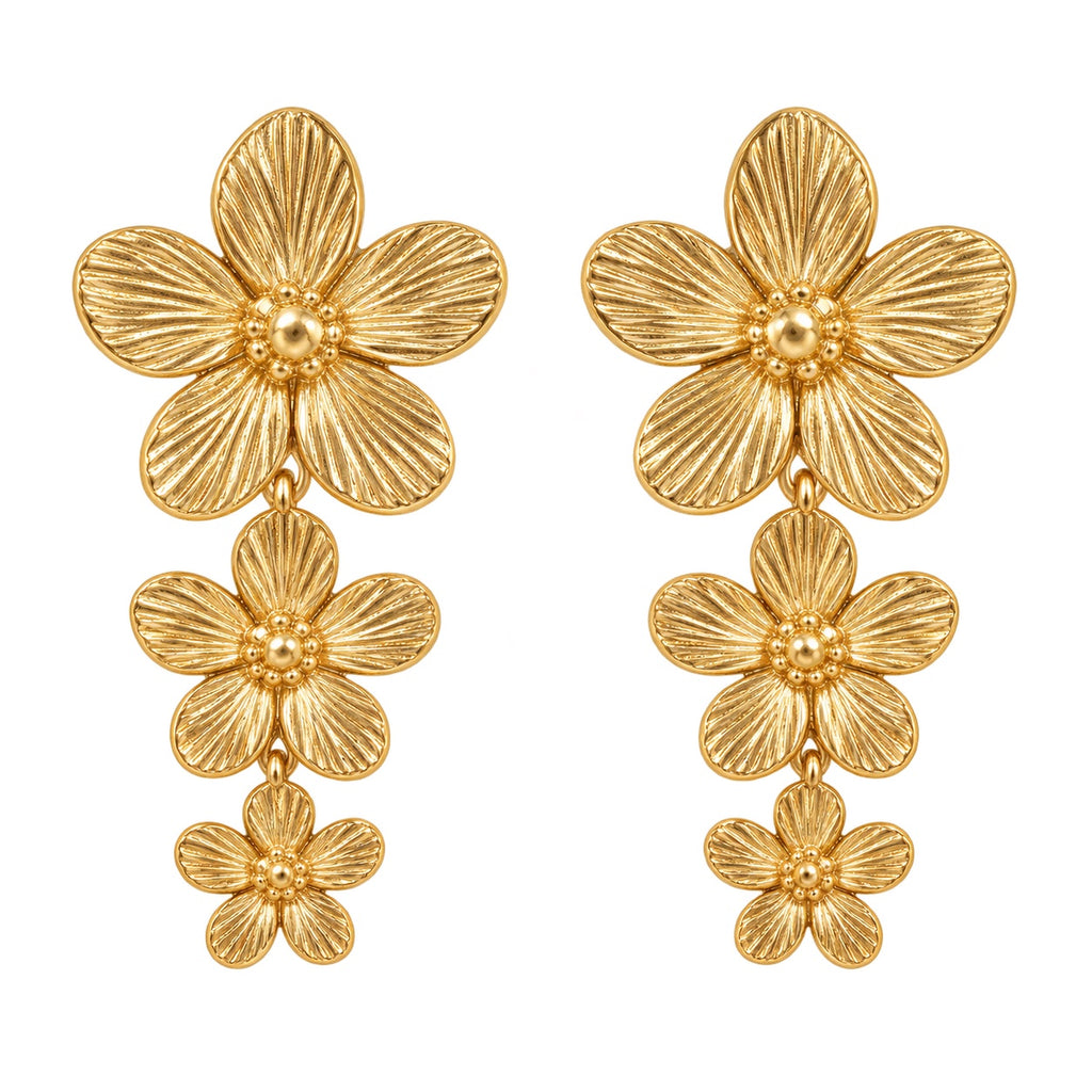Flower Cascade Earrings — Studio view
