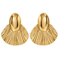 Golden Fan Earrings — Studio view