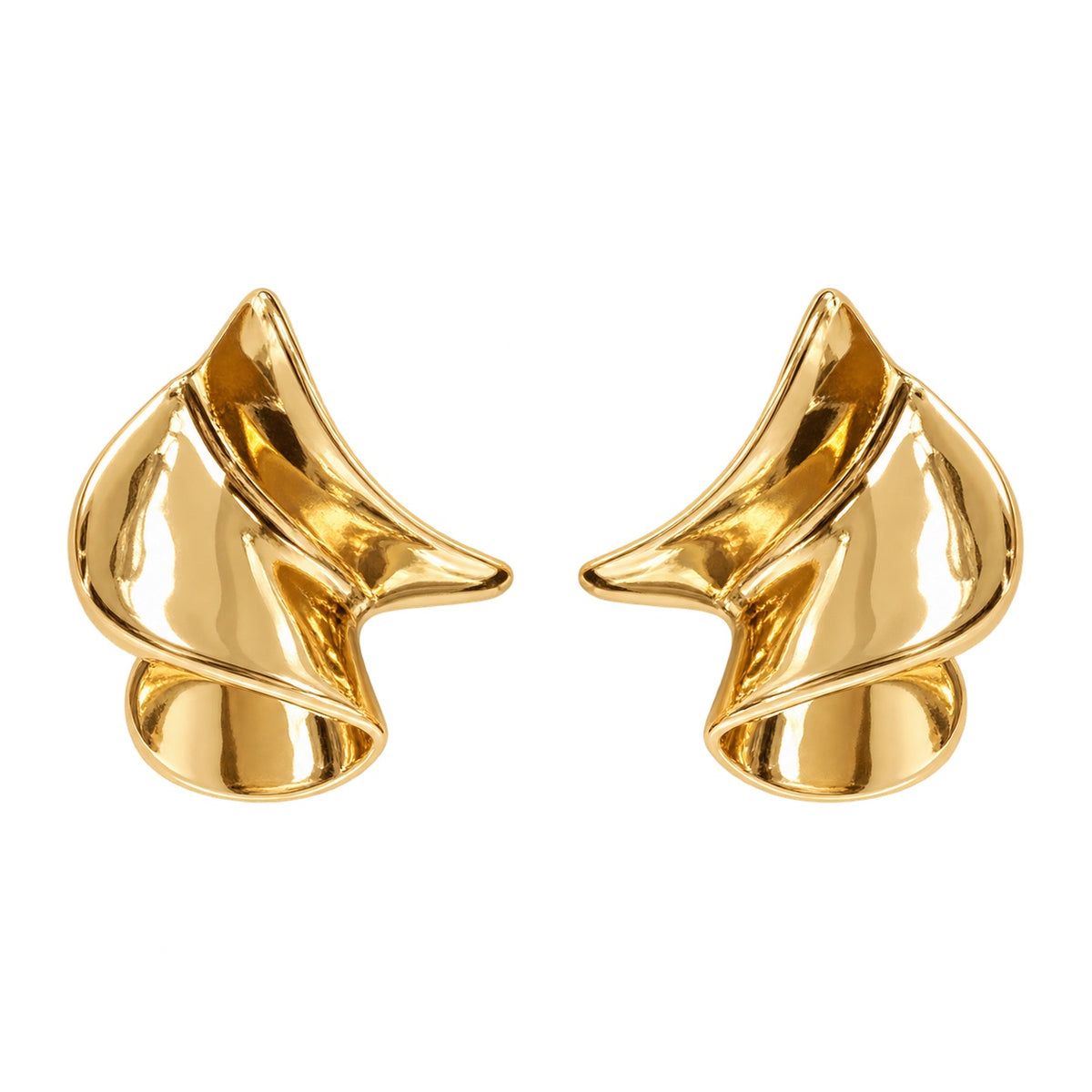 Golden Swirl Earrings — Studio view