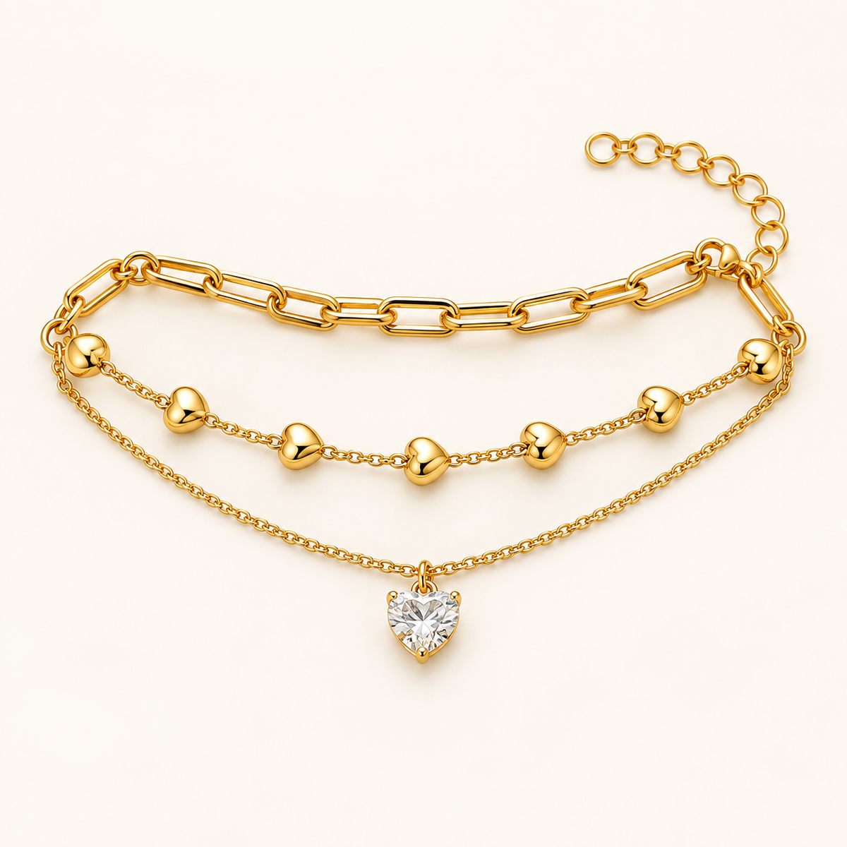 Heart Layers Bracelet — Studio view