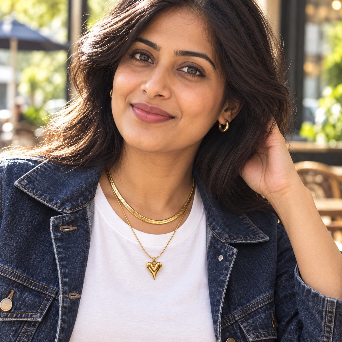 Heart Layers Necklace — Lifestyle view