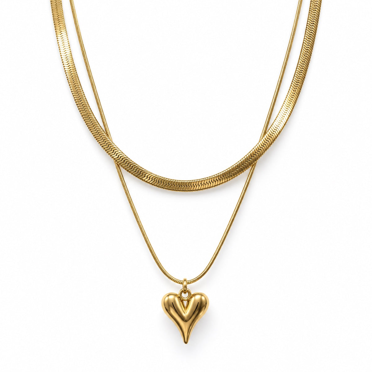 Heart Layers Necklace — Studio view