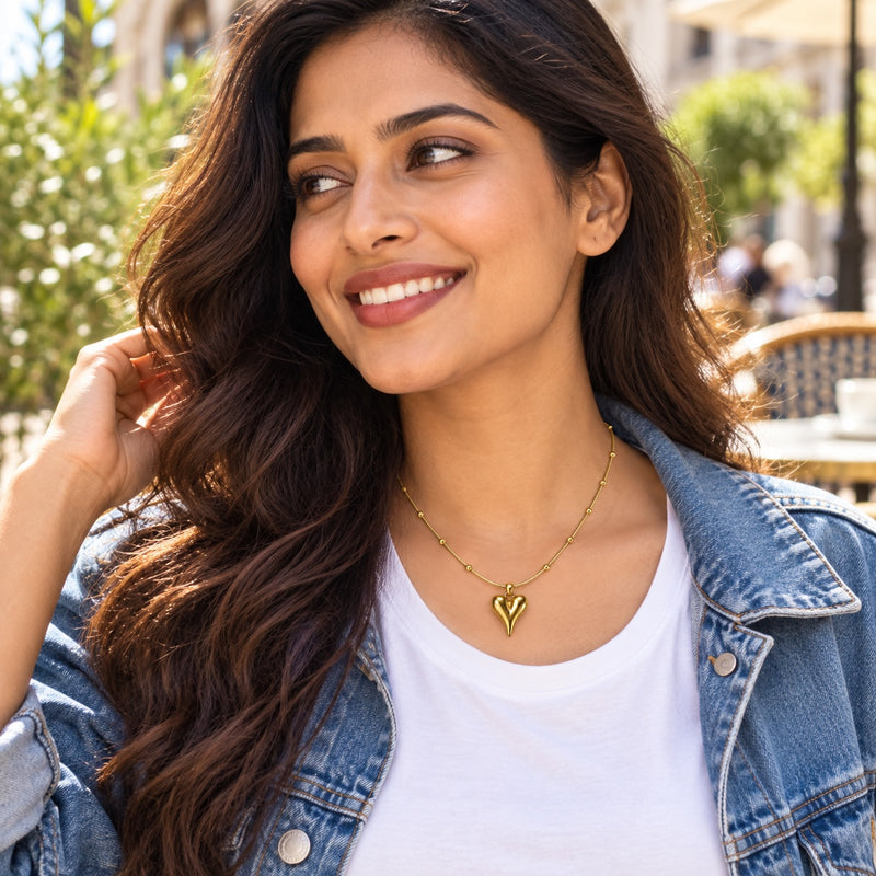 Heart Orbit Necklace — Lifestyle view