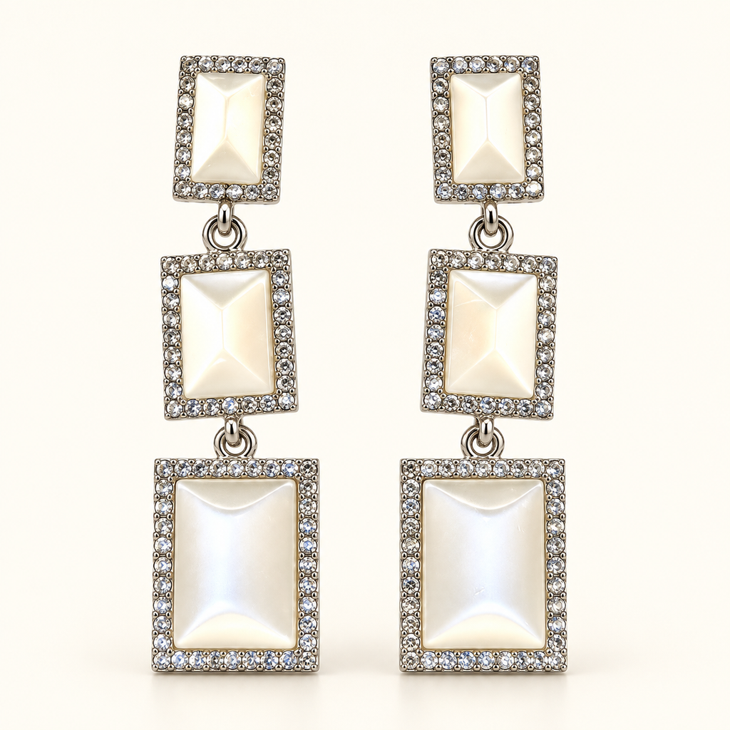 Ivory Glow Drop Earrings — Studio view