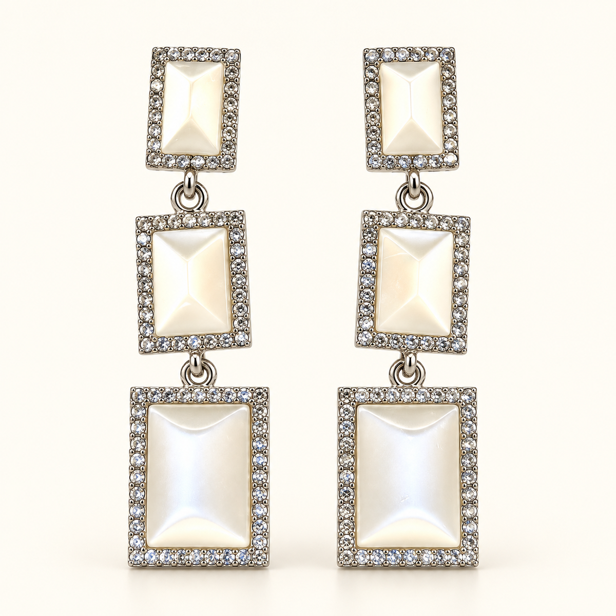 Ivory Glow Drop Earrings — Studio view