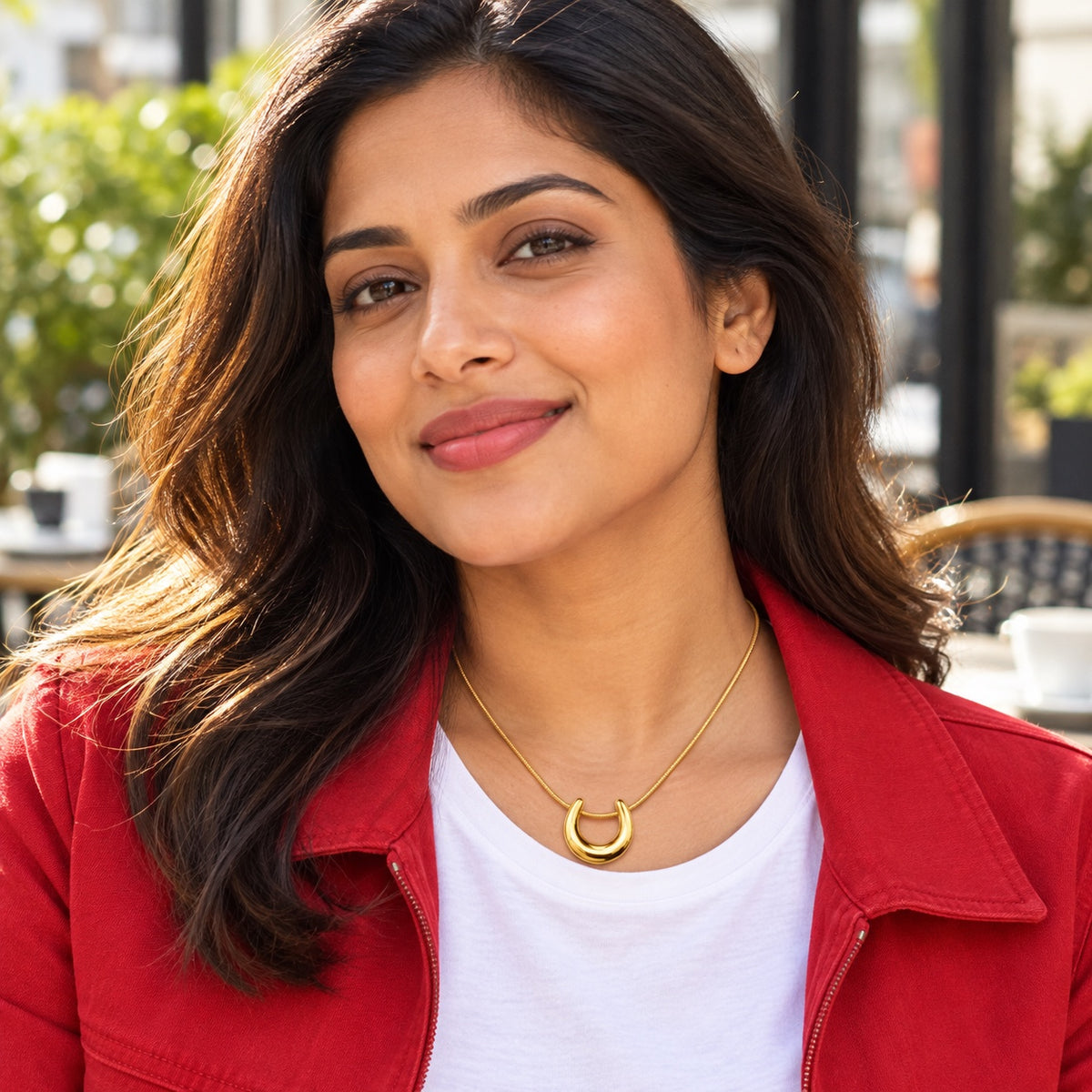 Lucky Curve Necklace — Lifestyle view