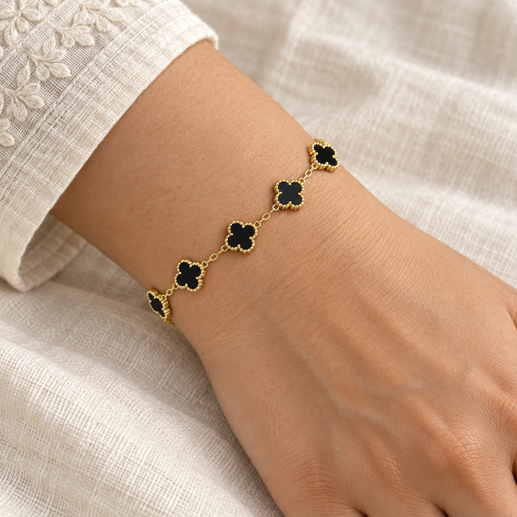Midnight Clover Bracelet — Lifestyle view