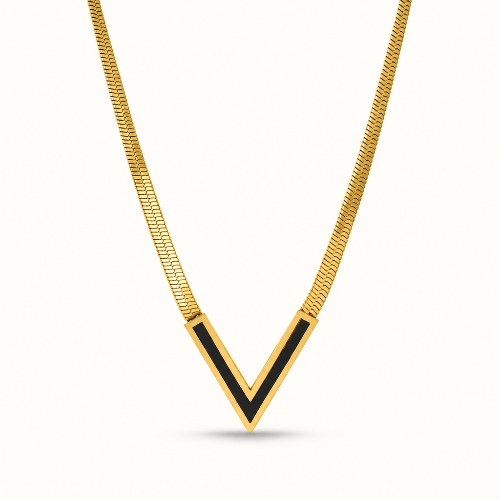 Midnight V Necklace — Studio view