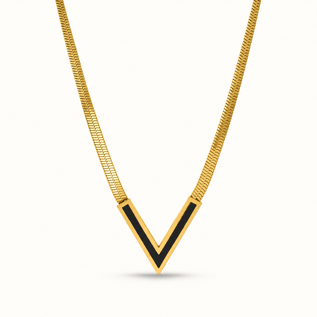 Midnight V Necklace — Studio view
