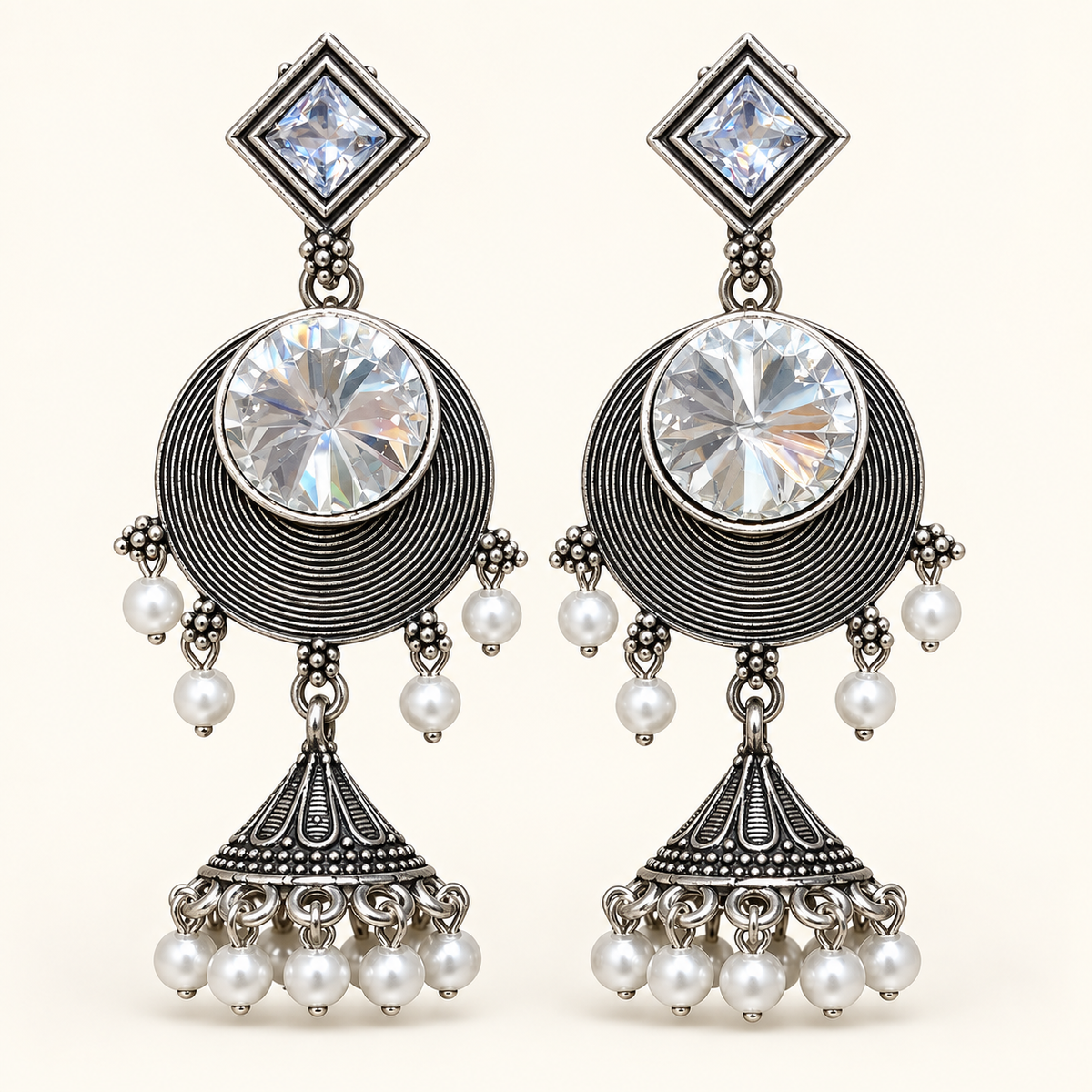 Moonlit Jhumka Earrings — Studio view