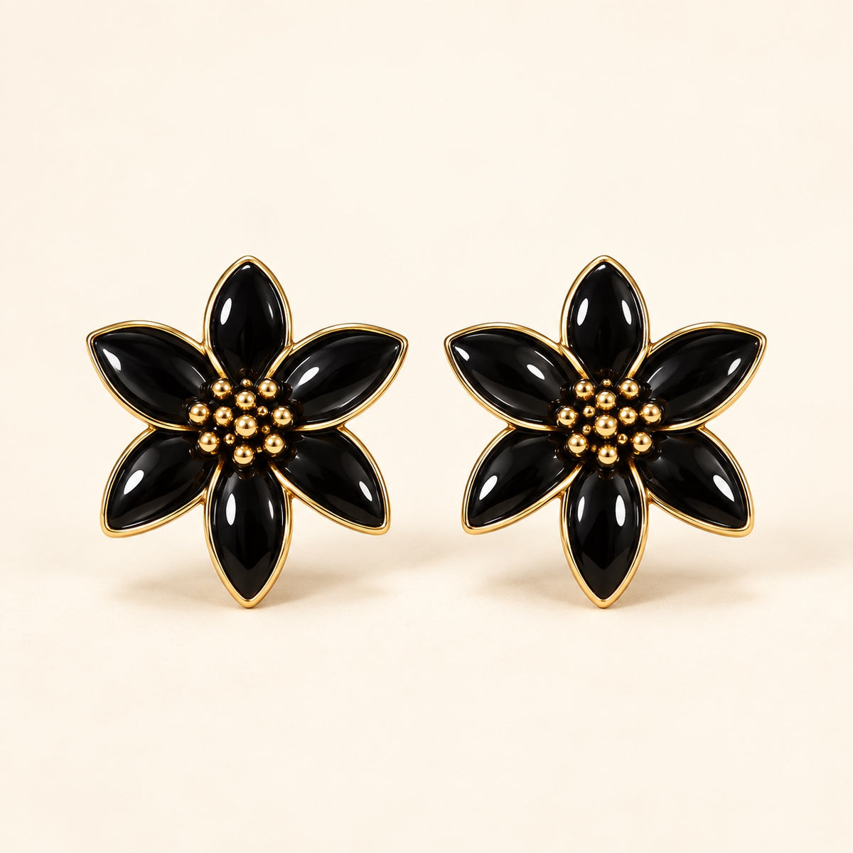 Night Lily Studs — Studio view
